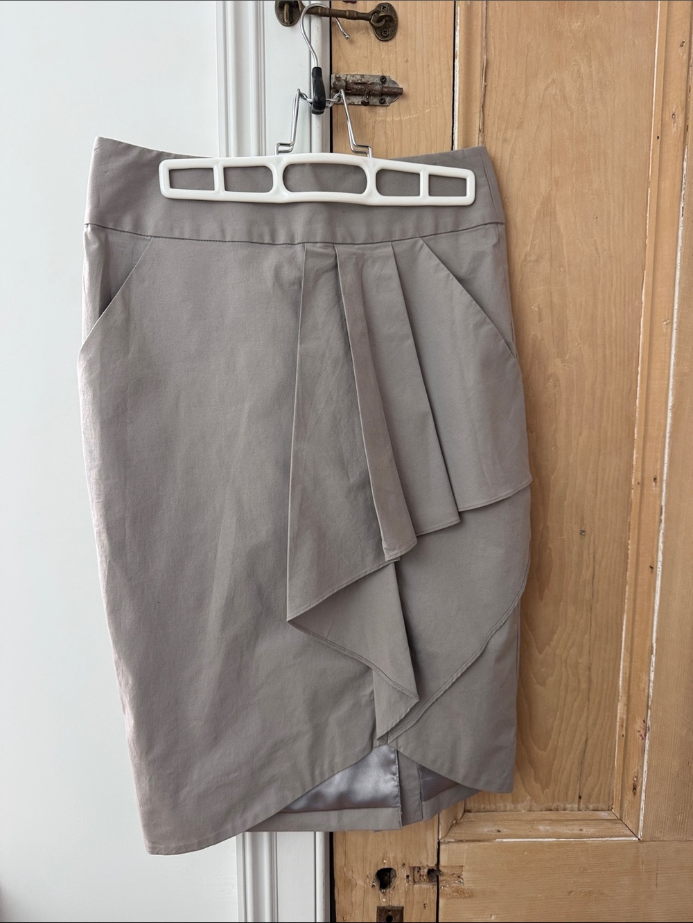 Reiss Gray Draped Pencil Skirt
